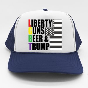 Liberty Guns Beer Trump LGBT Flag Trucker Hat