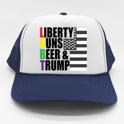 Liberty Guns Beer Trump LGBT Flag Trucker Hat