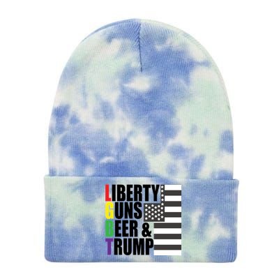 Liberty Guns Beer Trump LGBT Flag Tie Dye 12in Knit Beanie