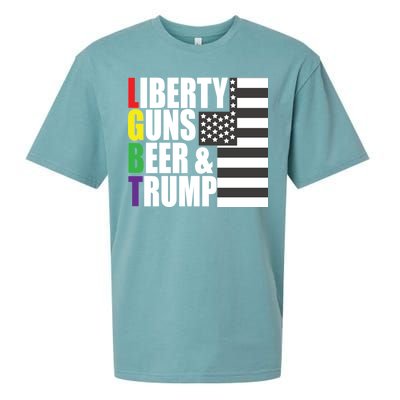 Liberty Guns Beer Trump LGBT Flag Sueded Cloud Jersey T-Shirt