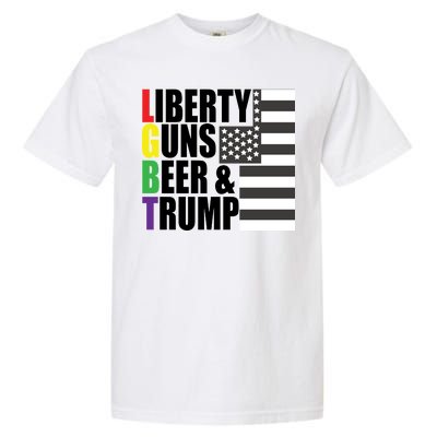 Liberty Guns Beer Trump LGBT Flag Garment-Dyed Heavyweight T-Shirt