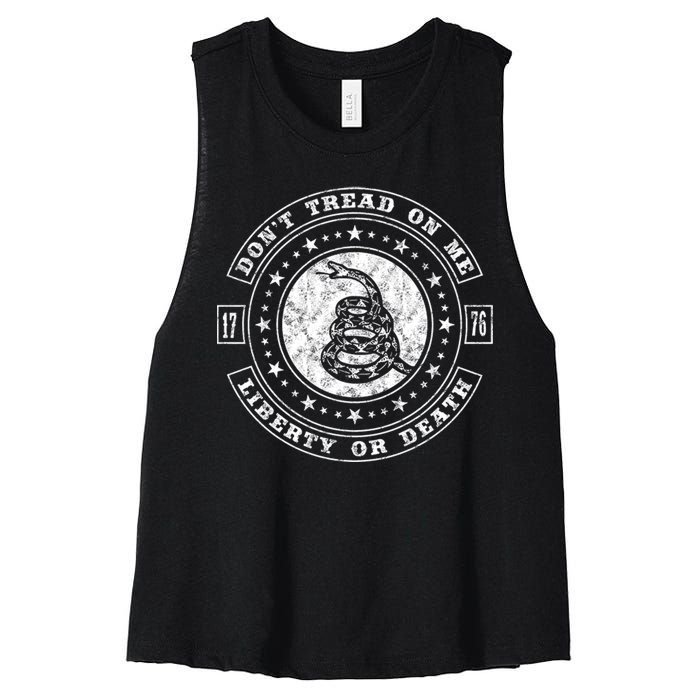 Liberty or Death 1776 Don't Tread on Me Women's Racerback Cropped Tank