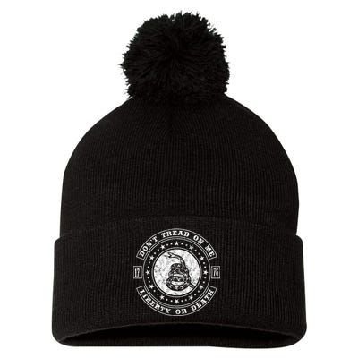 Liberty or Death 1776 Don't Tread on Me Pom Pom 12in Knit Beanie