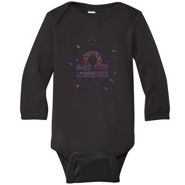 Libra Floral Zodiac Baby Long Sleeve Bodysuit