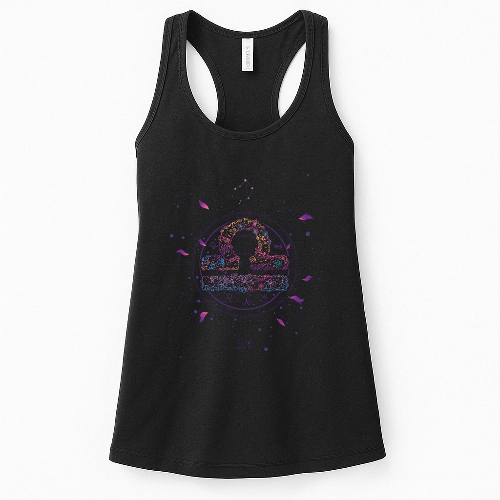 Libra Floral Zodiac Womens Tank Top