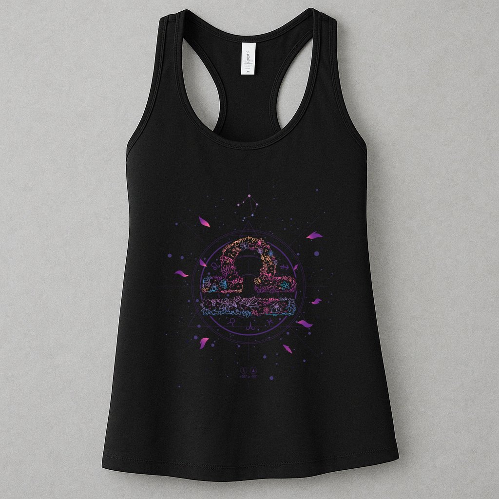 Libra Floral Zodiac Womens Tank Top