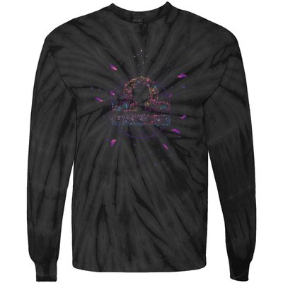 Libra Floral Zodiac Tie-Dye Long Sleeve Shirt