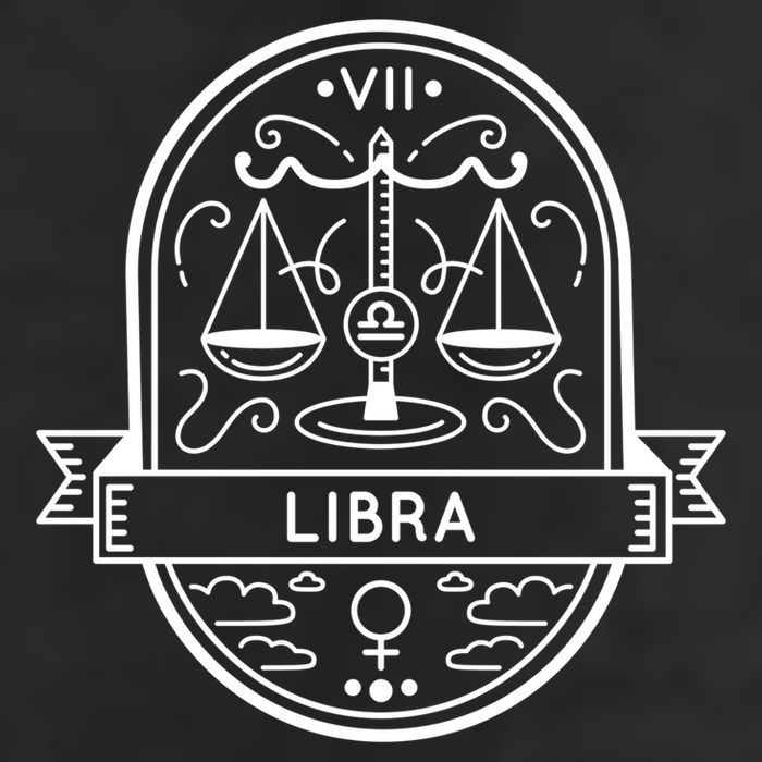 Libra Zodiac Symbol Design 7 Panel Mesh Trucker Snapback Hat