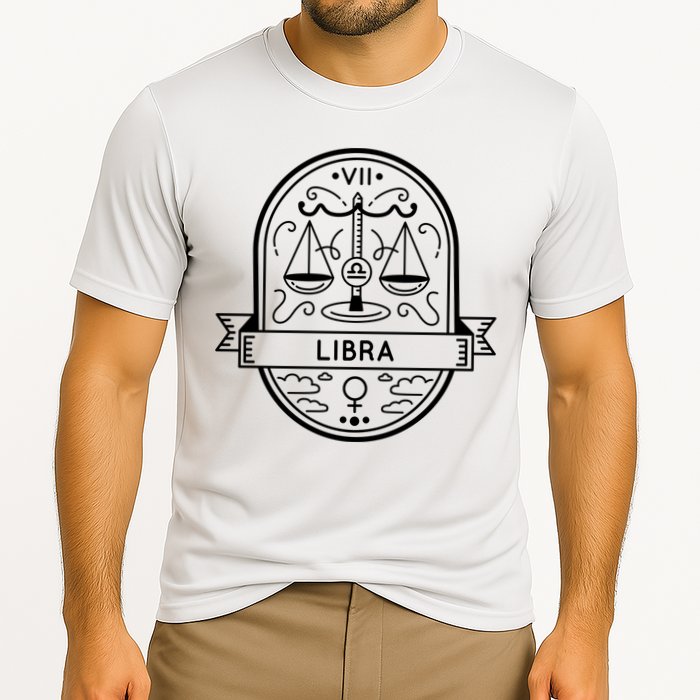 Libra Zodiac Symbol Design Cooling Performance Crew T-Shirt