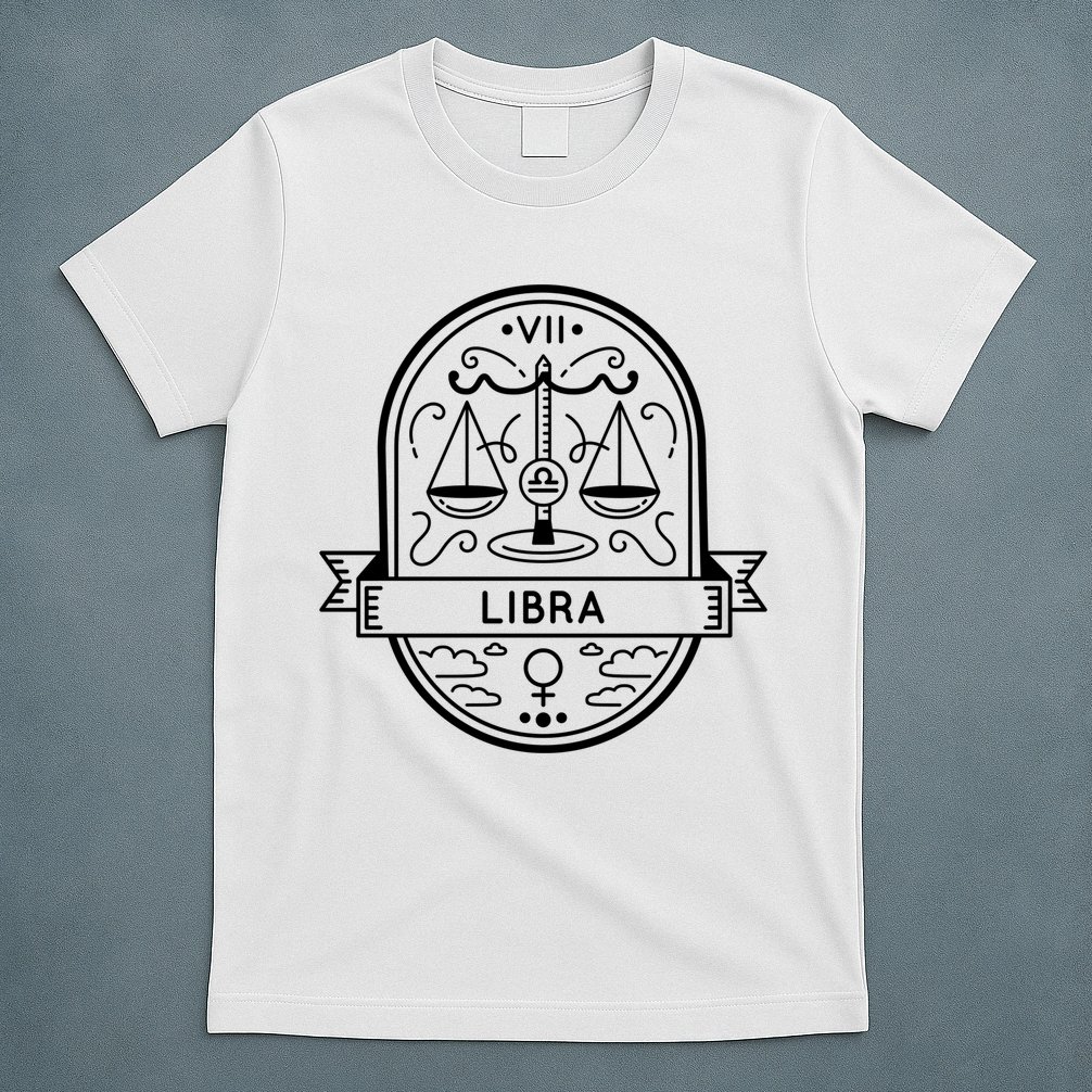 Libra Zodiac Symbol Design T-Shirt