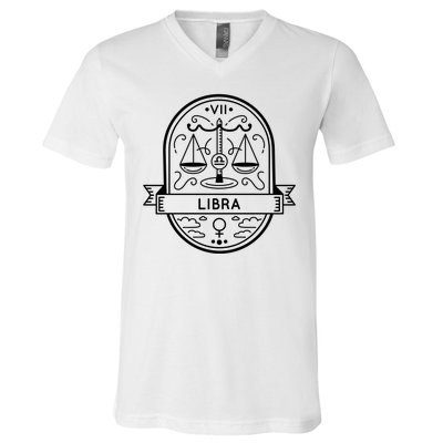 Libra Zodiac Symbol Design V-Neck T-Shirt