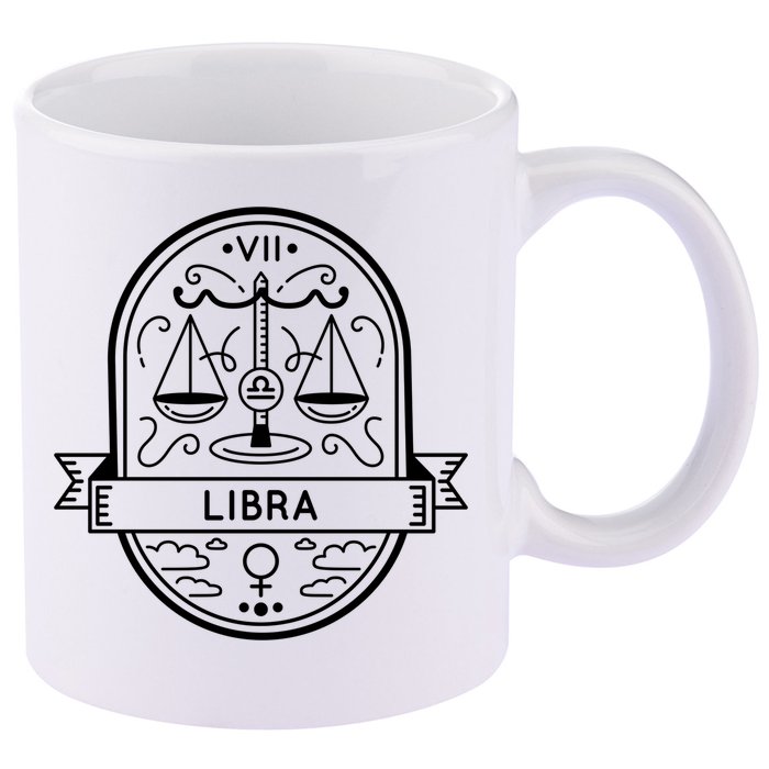 Libra Zodiac Symbol Design 11oz C Handle Ceramic Mug
