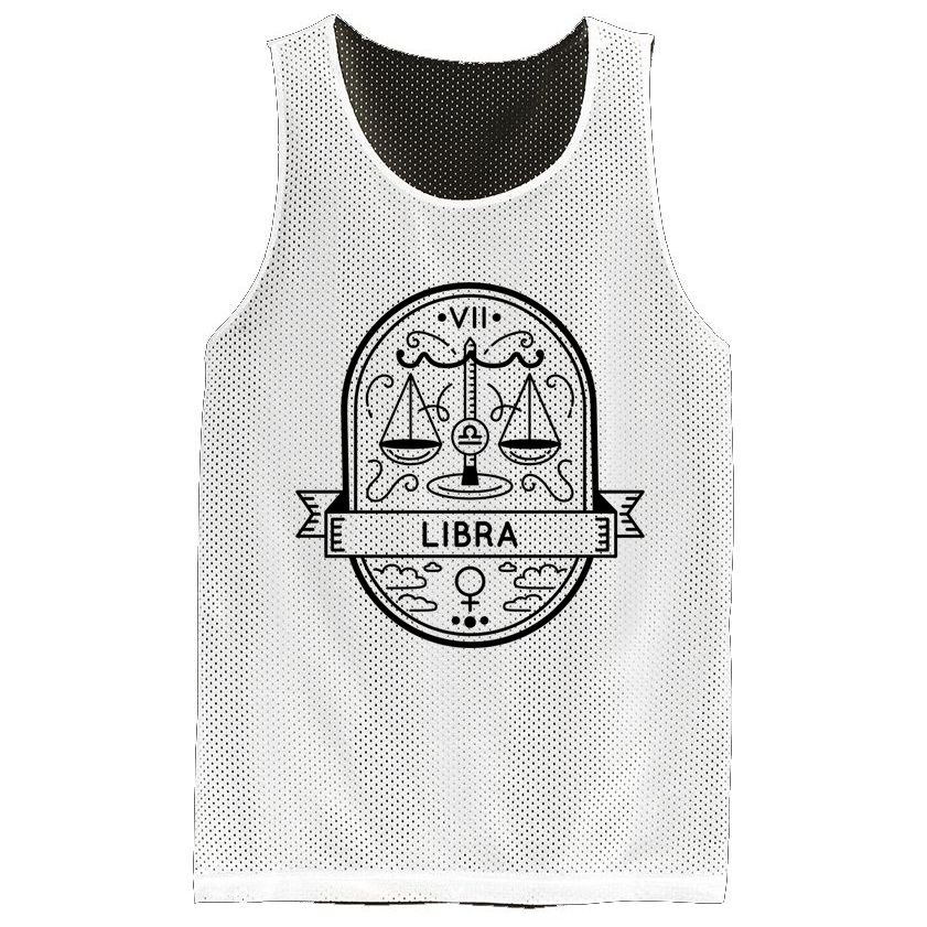 Libra Zodiac Symbol Design Mesh Reversible Basketball Jersey Tank