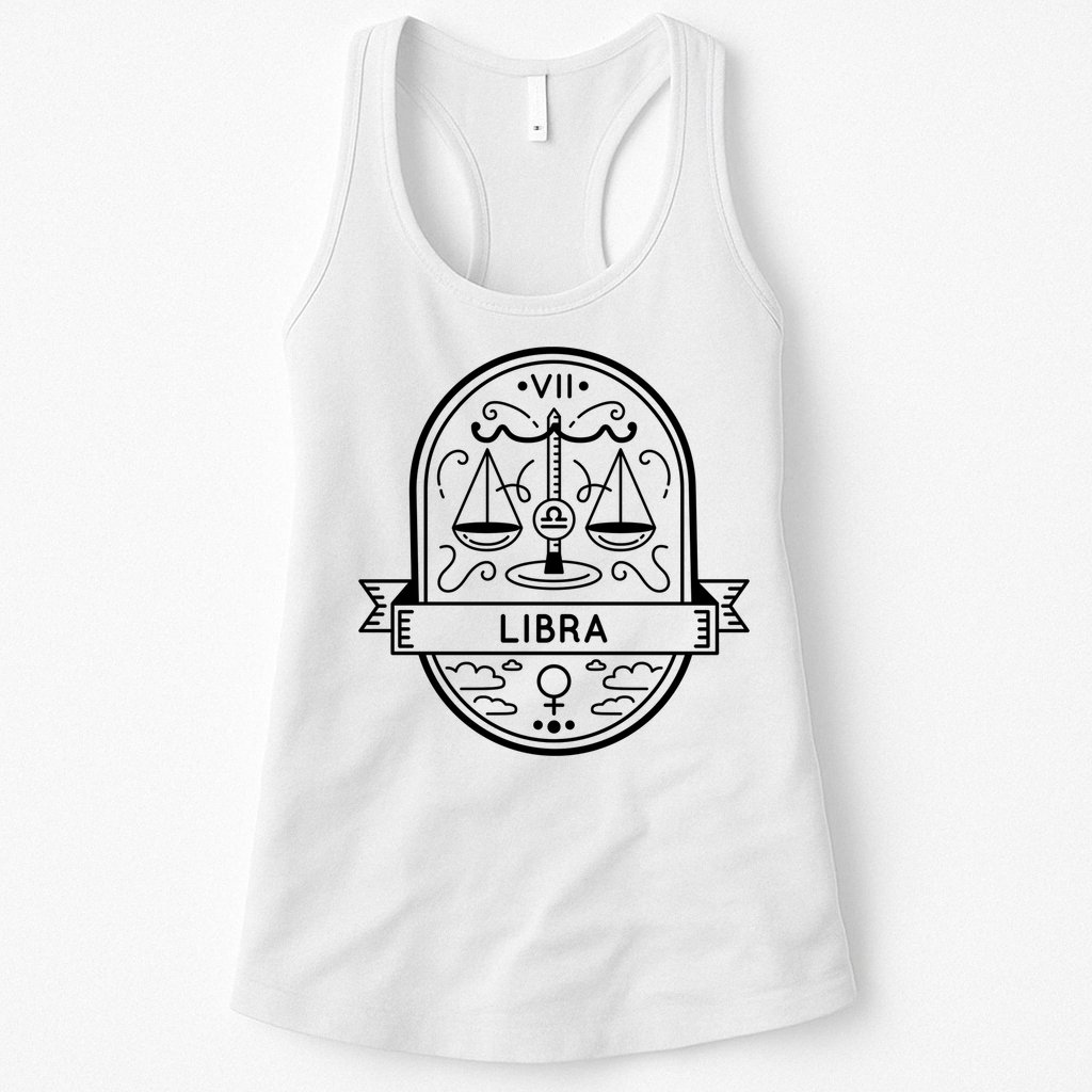 Libra Zodiac Symbol Design Womens Tank Top