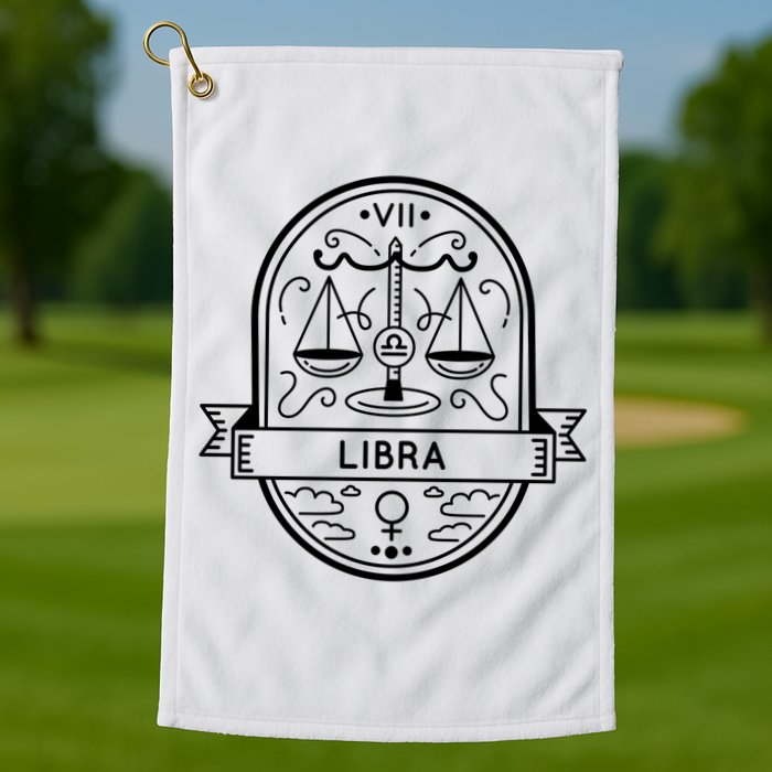 Libra Zodiac Symbol Design Golf Towel