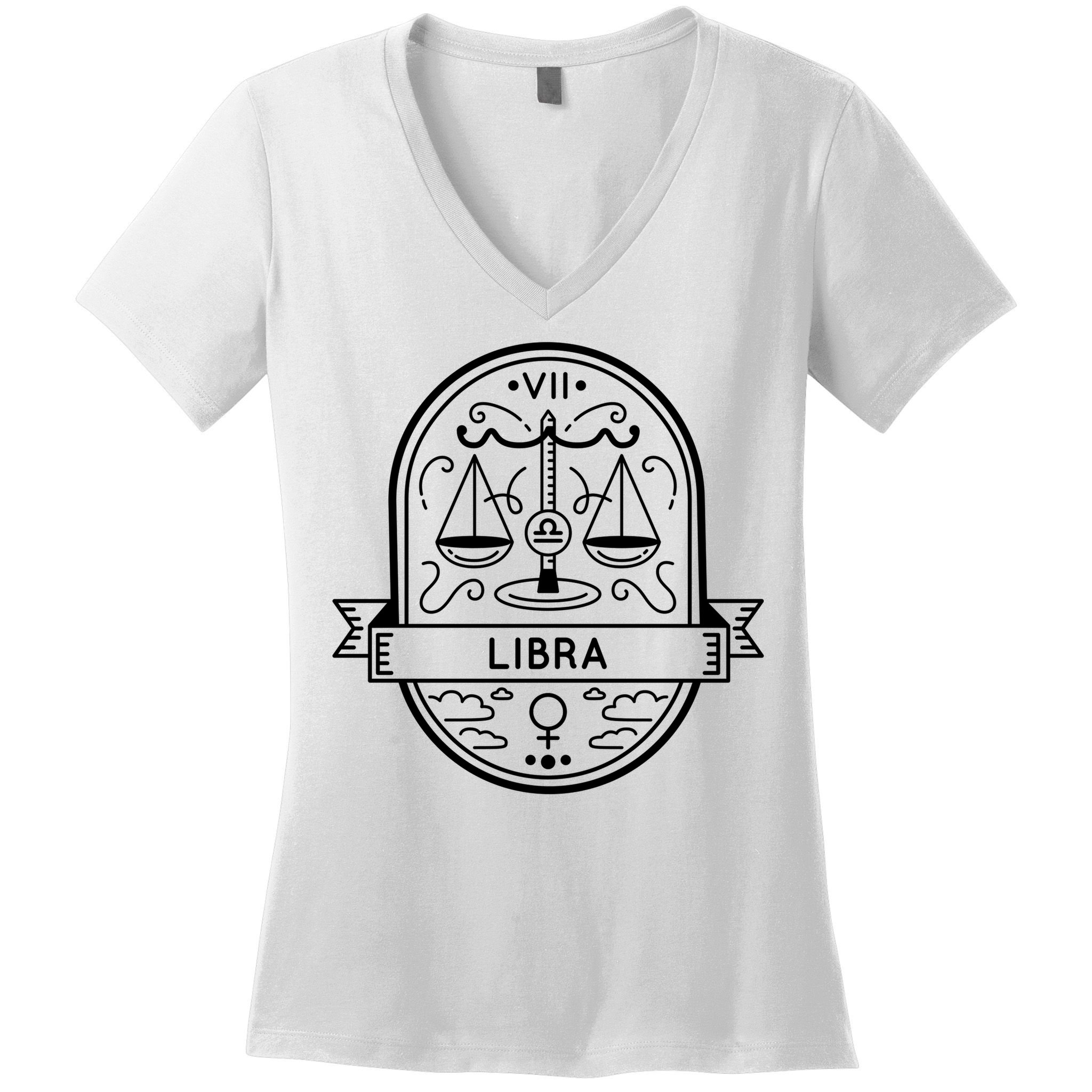 Libra Zodiac Symbol Design Women's V-Neck T-Shirt