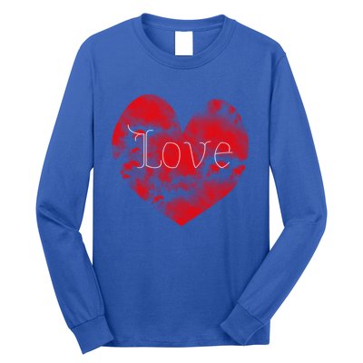 Love In Clouds Big Red Heart Distressed Valentines Day Great Gift Long Sleeve Shirt