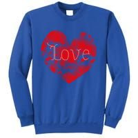 Love In Clouds Big Red Heart Distressed Valentines Day Great Gift Sweatshirt