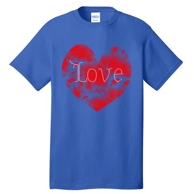 Love In Clouds Big Red Heart Distressed Valentines Day Great Gift Tall T-Shirt