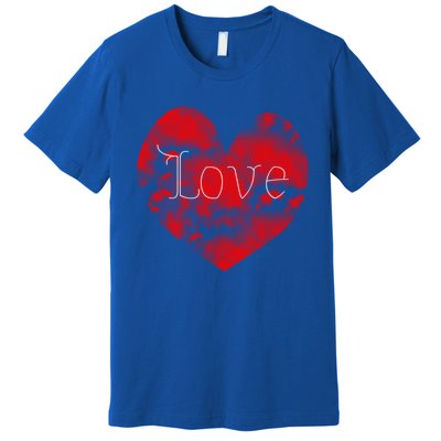 Love In Clouds Big Red Heart Distressed Valentines Day Great Gift Premium T-Shirt