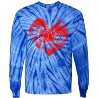 Love In Clouds Big Red Heart Distressed Valentines Day Great Gift Tie-Dye Long Sleeve Shirt