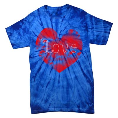 Love In Clouds Big Red Heart Distressed Valentines Day Great Gift Tie-Dye T-Shirt