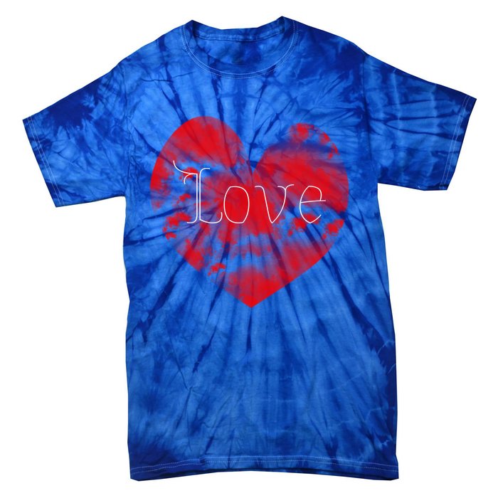 Love In Clouds Big Red Heart Distressed Valentines Day Great Gift Tie-Dye T-Shirt