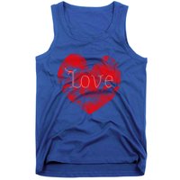 Love In Clouds Big Red Heart Distressed Valentines Day Great Gift Tank Top