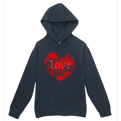 Love In Clouds Big Red Heart Distressed Valentines Day Great Gift Urban Pullover Hoodie