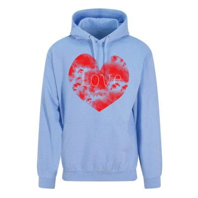 Love In Clouds Big Red Heart Distressed Valentines Day Great Gift Unisex Surf Hoodie