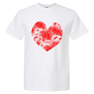 Love In Clouds Big Red Heart Distressed Valentines Day Great Gift Garment-Dyed Heavyweight T-Shirt