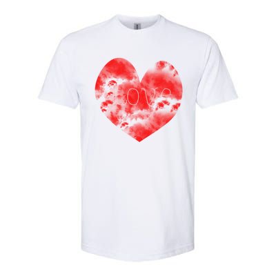 Love In Clouds Big Red Heart Distressed Valentines Day Great Gift Softstyle CVC T-Shirt