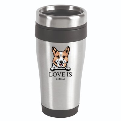 Love Is Corgi Dog 16oz Travel Tumbler