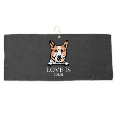 Love Is Corgi Dog Large Microfiber Waffle Golf Towel