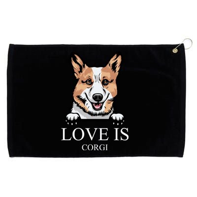 Love Is Corgi Dog Grommeted Golf Towel