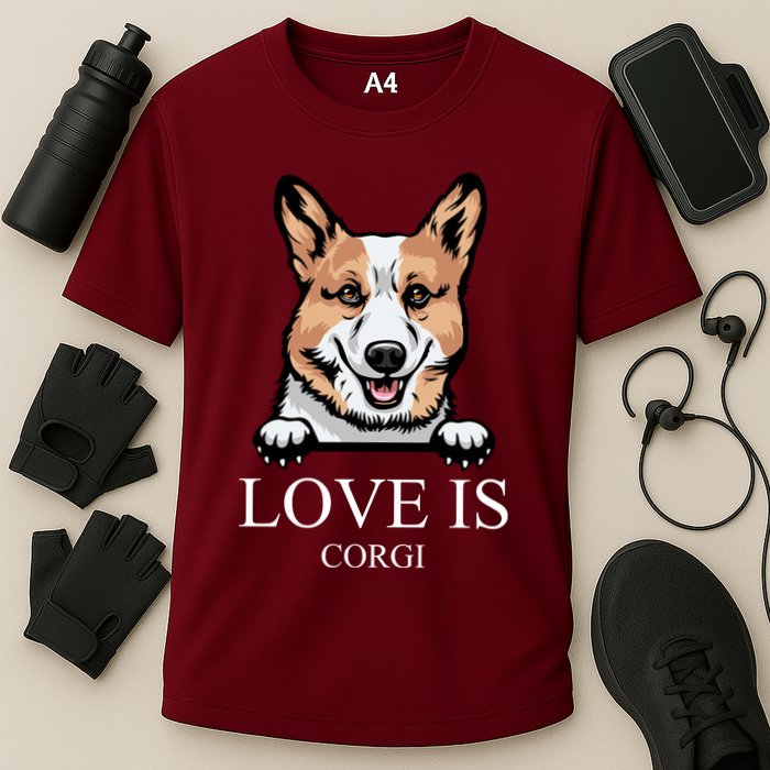 Love Is Corgi Dog Cooling Performance Crew T-Shirt