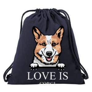 Love Is Corgi Dog Drawstring Bag