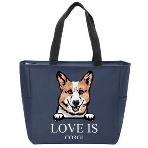 Love Is Corgi Dog Zip Tote Bag