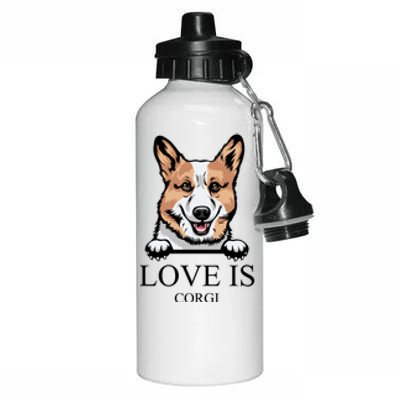 Love Is Corgi Dog Aluminum Water Bottle 