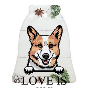 Love Is Corgi Dog Ceramic Bell Ornament