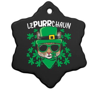 Lepurrchaun Irish Cat Lover Kitty Owner Saint Patricks Day Funny Gift Ceramic Star Ornament