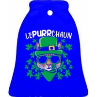 Lepurrchaun Irish Cat Lover Kitty Owner Saint Patricks Day Funny Gift Ceramic Bell Ornament