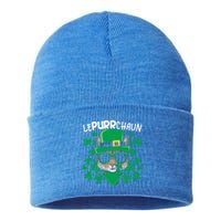 Lepurrchaun Irish Cat Lover Kitty Owner Saint Patricks Day Funny Gift Sustainable Knit Beanie