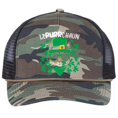 Lepurrchaun Irish Cat Lover Kitty Owner Saint Patricks Day Funny Gift Retro Rope Trucker Hat Cap