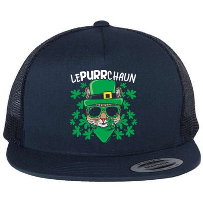 Lepurrchaun Irish Cat Lover Kitty Owner Saint Patricks Day Funny Gift Flat Bill Trucker Hat