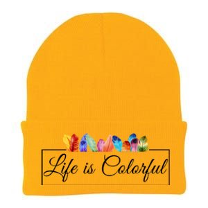 Life Is Colorful Positive Quote Knit Cap Winter Beanie