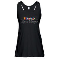 Life Is Colorful Positive Quote Ladies Essential Flowy Tank