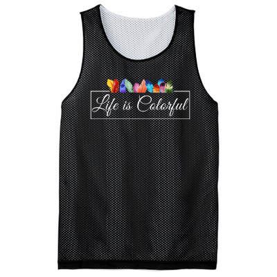 Life Is Colorful Positive Quote Mesh Reversible Basketball Jersey Tank