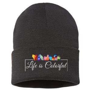 Life Is Colorful Positive Quote Sustainable Knit Beanie