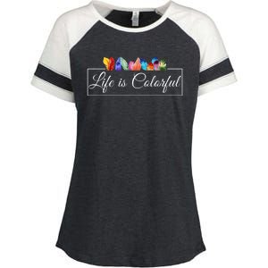 Life Is Colorful Positive Quote Enza Ladies Jersey Colorblock Tee